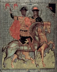 San Boris y San Gleb montados, c.1377